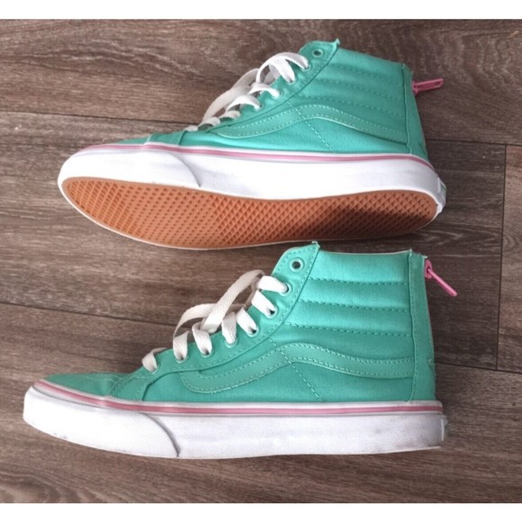 Vans Sk8 Womens 7.5 Sea Green Pink Hi Top Skate Shoes - Picture 2 of 11
